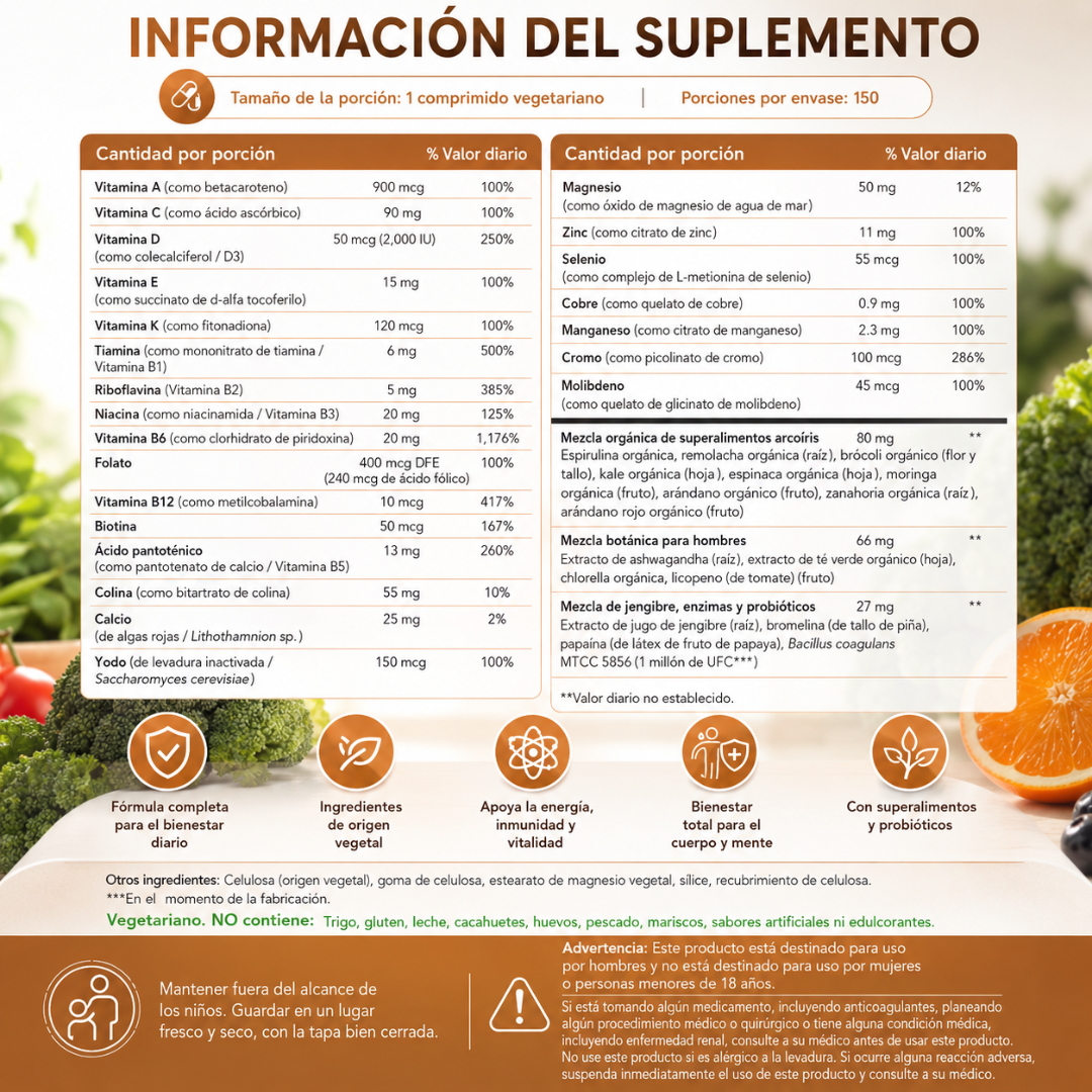 RAINBOW LIGHT MENS ONE – Nutrición diaria masculina con vitaminas, minerales y superfoods