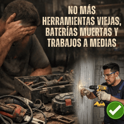 Taladro Rotomartillo de Alta Potencia con 2 Baterías Recargables - 3 en 1: Taladro, Martillo y Destornillador