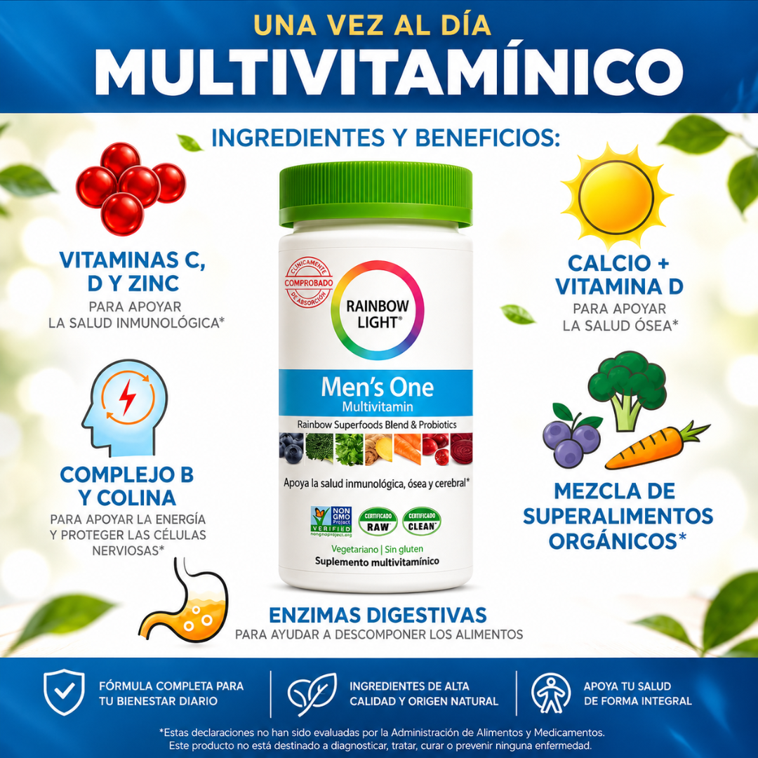 RAINBOW LIGHT MENS ONE – Nutrición diaria masculina con vitaminas, minerales y superfoods
