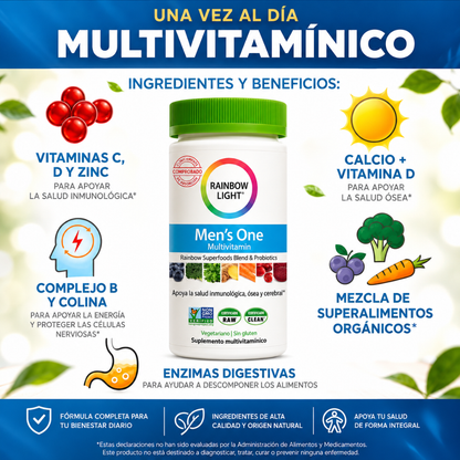 RAINBOW LIGHT MENS ONE – Nutrición diaria masculina con vitaminas, minerales y superfoods