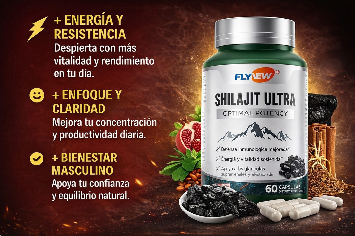 Shilajit para Hombres | Energía, Testosterona y Rendimiento Natural