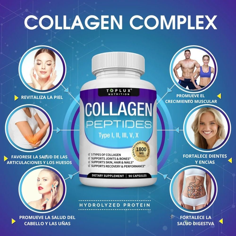 Collagen Complex Peptides - 5 tipos de colágenos - 60 cápsulas