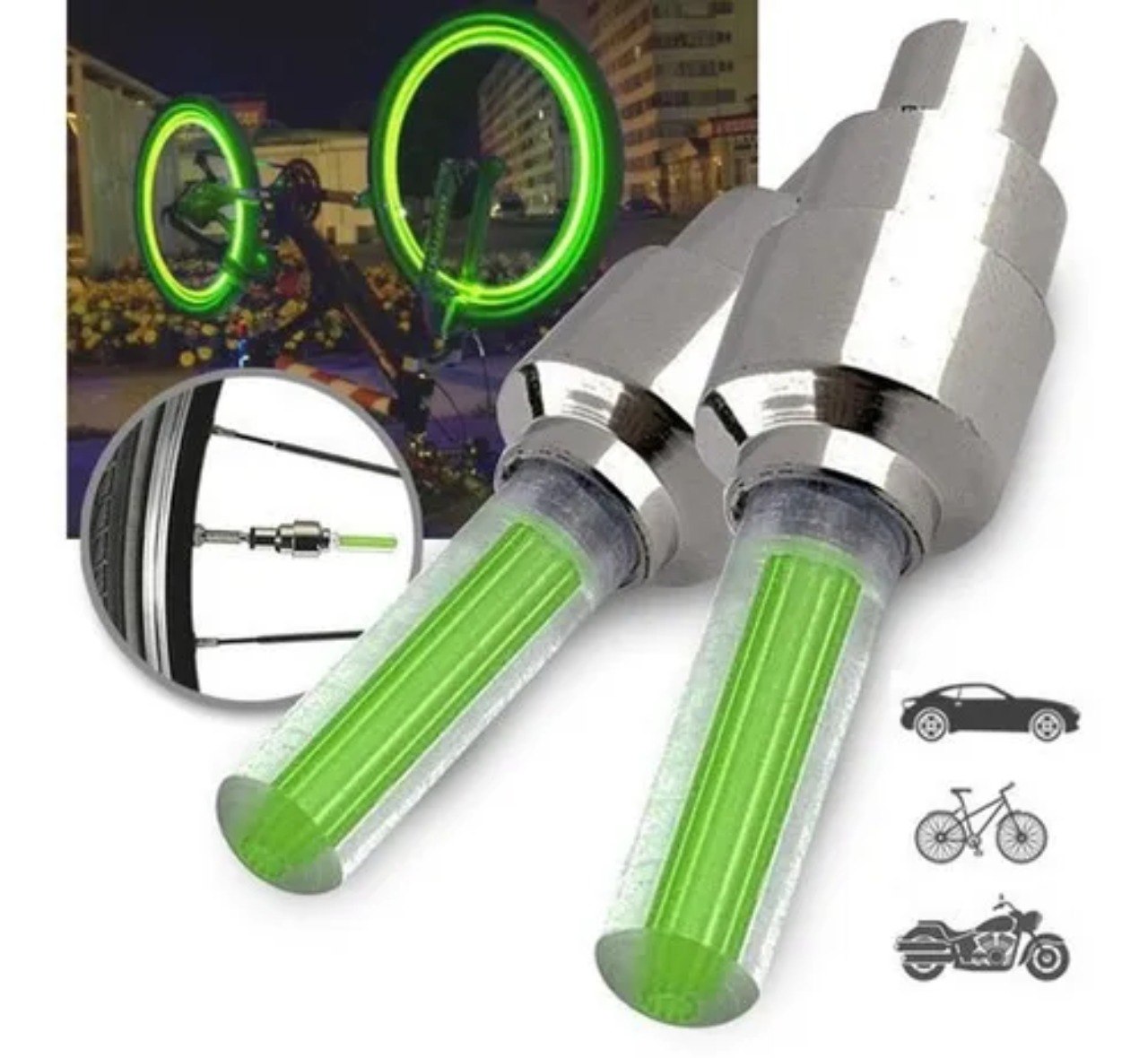 Luz Bicicleta Ciclismo Led Valvula Neón